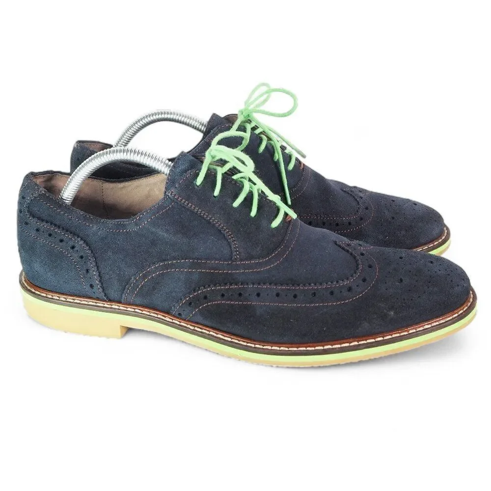 Banana Republic Taylor Wingtip Suede Oxfords Navy‎ / Lime Men's 10M